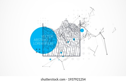 Modern square science or technology elements. Trendy abstract background. Cyberspace surface illustration. Vector.