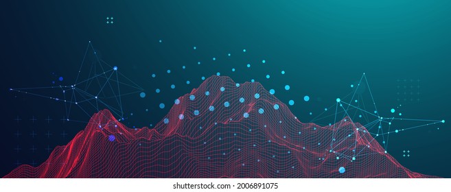 Modern square science or technology elements. Trendy abstract background. Cyberspace surface illustration. Vector.