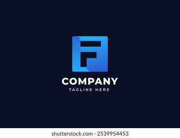 Forma cuadrada moderna en el concepto de diseño del logotipo de la letra F. Letra inicial F con diseño de logotipo de forma de cubo. Símbolo geométrico cuadrado para la identidad empresarial Corporativa. Ilustración del logotipo del Vector del alfabeto