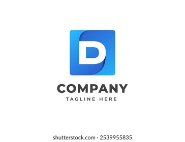 Modern Square Shape on Letter D Logo Design Concept. Initial Letter D with Square Shape Logo Design. Square Geometric Symbol for Corporate Business Identity. Alphabet Vector Logo Illustration