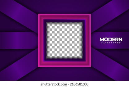 Modern square shape template with image space and purple background