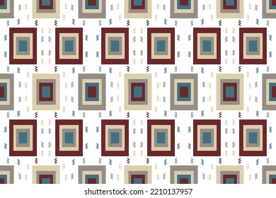 Modern square Shapes geometrical pattern vector It is a check pattern created by combining geometric shapes. Create beautiful fabric patterns. Design for print. Using in the fashion industry.