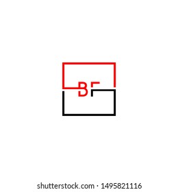 modern square technology business BF logo letter design concept in black and red color isolated on white background