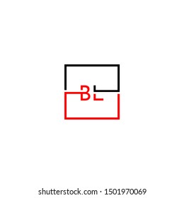 modern square technology business Bl logo letter design concept in black and red color isolated on white background