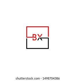 modern square technology business BX logo letter design concept in black and red color isolated on white background