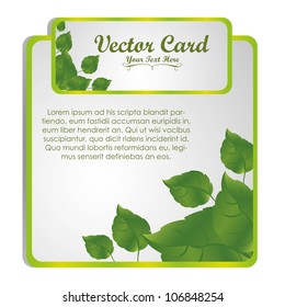 Modern square text with green leaves isolated on white background, vector