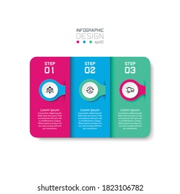 Modern square vector design has 3 steps for advertise, explain to results of business and marketing, infographic.