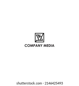 Modern square vector initial letter SH or HS logo in black color isolated on multiple background colors. The logo is suitable for media and advertising company logo design inspiration templates.