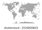 A modern squire dotted world map vector design in simple squire dotted global map silhouette pattern showcasing continents, countries, and connections. featuring a geometric vector style.