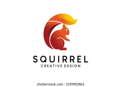 Modern squirrel icon logo design template