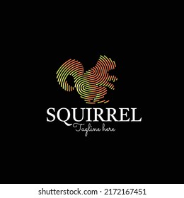 modern squirrel illustration with gradient yellow color finger print, chipmunk logo design concept