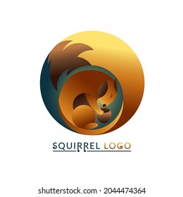 Modern squirrel logo design of abstract geometric shape. Isolated vector illustration