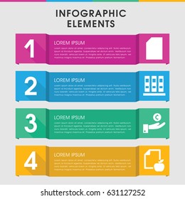 Modern stack infographic template. infographic design with stack icons includes paper and apple, binder. can be used for presentation, diagram, annual report, web design.