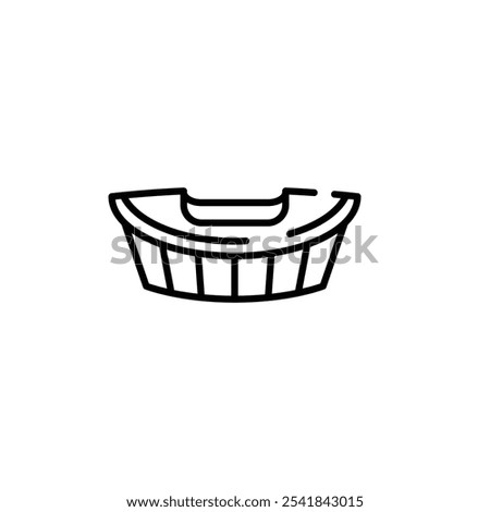 Modern stadium icon. Simple line illustration of a large sports arena with tiered seating, ideal for events and competition designs for web, apps, and promotional materials. Vector illustration