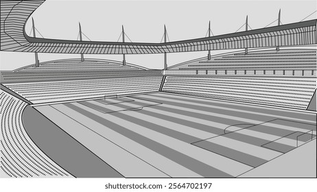 Modern Stadium Line art Vector Football stadium vector Illustration Soccer stadium sketch Multi purpose stadium hand drawing vector sketch