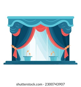 Modern stage design with blue backdrop icon isolated