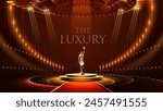 Modern Stage Luxury Award Background. Premium Looking Graphic Template. Royal Look and Feel Banner. Elegant Anniversary Artwork. Elite Event Backdrop. Grand Celebration Invitation Card.