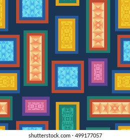 modern stained glass pattern on blue