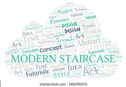 Modern Staircase word cloud. Wordcloud made with text only.