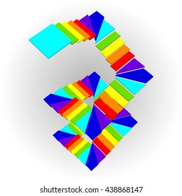 Modern stairs 3d painted in rainbow colors. Ladder isolated view from above. Vector illustration on a white background.