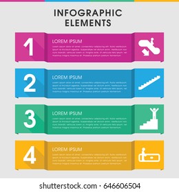 Modern stairway infographic template. infographic design with stairway icons includes escalator. can be used for presentation, diagram, annual report, web design.