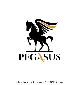 modern standing Pegasus logo horse with wings for print art design template