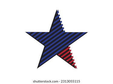 Modern Star design with slanted lines. Editable Clip Art.