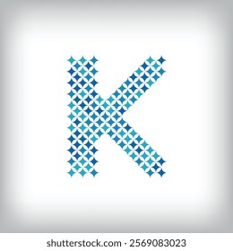 Modern star letter K logo. All numbers are in line strip form. Alphabet character and letters linear abstract design. Logo, corporate identity, application, creative poster and more.