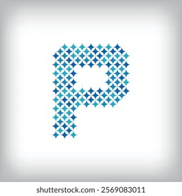 Modern star letter P logo. All numbers are in line strip form. Alphabet character and letters linear abstract design. Logo, corporate identity, application, creative poster and more.