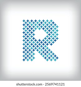 Modern star letter R logo. All numbers are in line strip form. Alphabet character and letters abstract design. Logo, corporate identity, application, creative poster and more.	