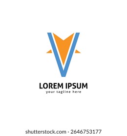Modern Star with Letter V Logo, Minimalist Geometric Logo Design.