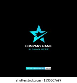 modern star logo design, blue star with black background