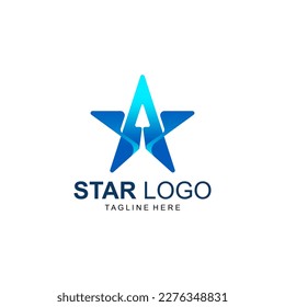 Modern star logo design in blue gradient color