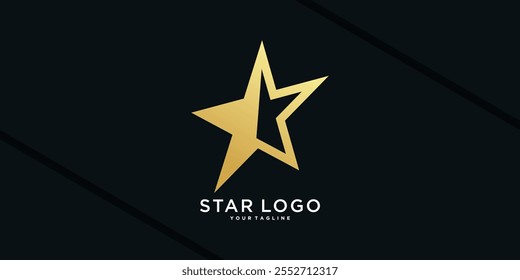 Modern star logo, luxury gold star design. Premium Vector