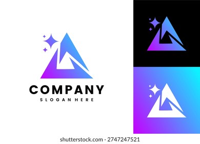 Modern Star Mountain Peak Gradient Logo Spark