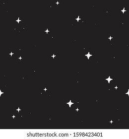 Modern star pattern. Vector doodle background drawn by hand. Night sky. Space with stars. Vector Illustration. Fabric, children's clothing, interior, wallpapers, products for kids