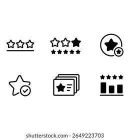 Modern Star Rating Icons Five Star Review Feedback Approval and Performance Metrics Graphics