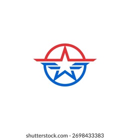 Vector moderno del diseño del logotipo del elemento de la estrella y de las alas con estilo de línea