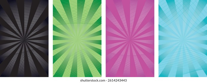 Modern starburst poster background vector set of Pattern of starburst. Abstract texture with light of sunburst.