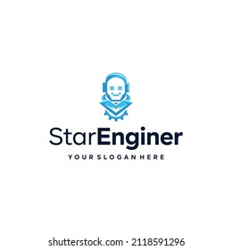 modern StarEnginer tech gear robotics Logo design