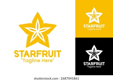 Ein modernes Sternfrucht-Logo, das sich für tropische Saftmarken, Cafés und Bio-Produktidentität eignet.