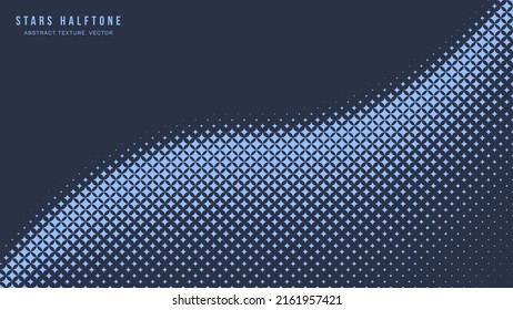 Modern Stars Halftone Geometric Pattern Vector Smooth Curvature Border Navy Blue Abstract Background. Checkered Faded Particles Curve Line Subtle Texture. Half Tone Art Contrast Graphic Wide Wallpaper