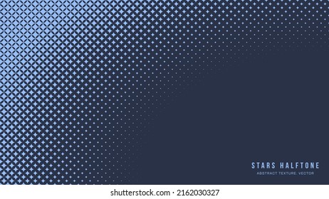 Modern Stars Halftone Geometric Pattern Vector Smooth Rounded Border Navy Blue Abstract Background. Checkered Faded Particles Curved Form Subtle Texture. Half Tone Art Contrast Graphic Wide Wallpaper