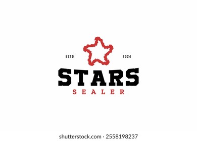 modern stars sealer logo vector design template. abstract brush stars icon symbol logo design vector illustration with elegant, vintage and minimalist styles isolated on white background