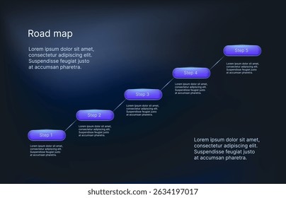 Hoja de ruta de inicio moderna, línea de tiempo, pasos, whitepaper para pitchdeck. El diseño de Plantilla de infografía de la línea de tiempo del negocio y el negocio de la presentación se pueden utilizar para el concepto, los pasos o los procesos del negocio. Web