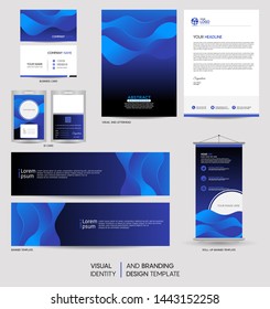 Modern Stationery Mock Up Set And Visual Brand Identity With Abstract Colorful Dynamic Background Shape. Vector Illustration Mock Up For Branding, Cover, Card, Product, Event, Banner, Website. 