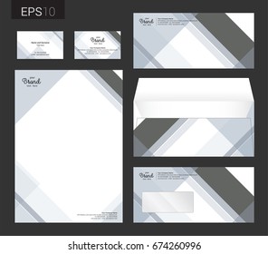 Modern stationery set in vector format, letterhead, business card, envelope