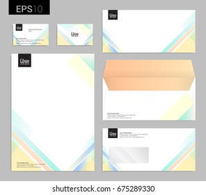 Modern stationery set in vector format, letterhead, business card, envelope