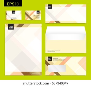 Modern stationery set in vector format, letterhead, business card, envelope