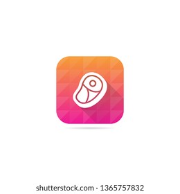 Modern Steak Meat Icon With Long Shadow